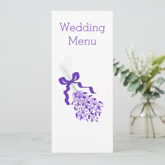 Lavender Wedding Menükarte (Stehend Vorderseite)