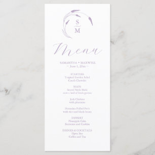 Lavender Wedding Menus Einfache Monogram Menükarte
