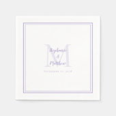 Lavender Wedding Monogram Modern Initial & Names Serviette (Vorderseite)