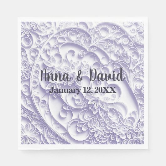Lavender Wedding Paper Quilling Daisy Design Serviette (Vorderseite)
