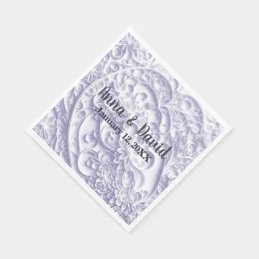 Lavender Wedding Paper Quilling Daisy Design Serviette (Ecke)