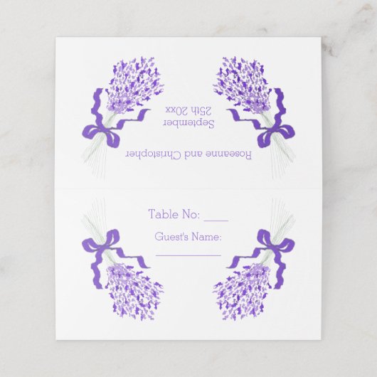 Lavender Wedding Platzkarte (Außenseite Aufgefaltet)