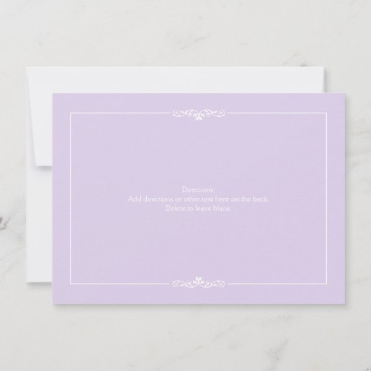 Lavender Wedding Probe Dinner Einladung (Rückseite)