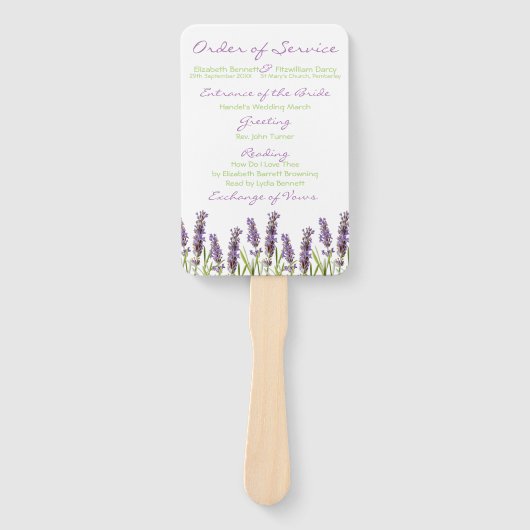 Lavender Wedding Program Fächer (Vorderseite)