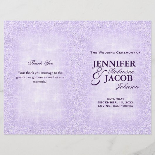 Lavender Wedding Program Glitzer (Vorderseite)