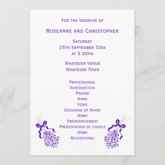 Lavender Wedding Programm (Rückseite)