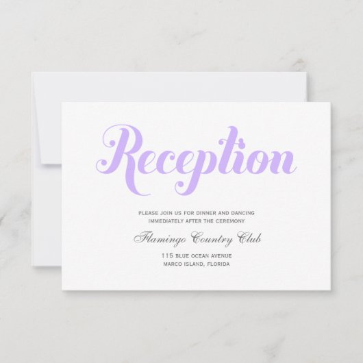 Lavender Wedding Reception Card Einladung (Vorderseite)