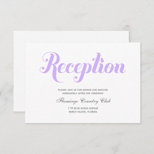 Lavender Wedding Reception Card Einladung (Vorne/Hinten)