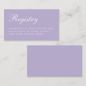 Lavender Wedding Registry Einfaches Skript Lila Begleitkarte (Vorne/Hinten)
