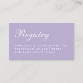Lavender Wedding Registry Einfaches Skript Lila Begleitkarte