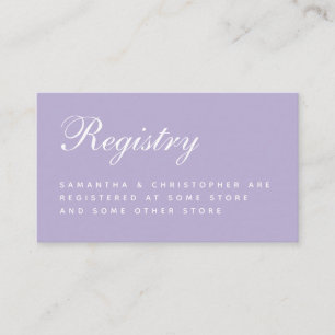 Lavender Wedding Registry Einfaches Skript Lila Begleitkarte
