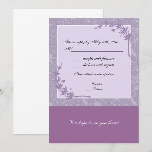 Lavender Wedding RSVP Note Card Einladung (Vorne/Hinten)