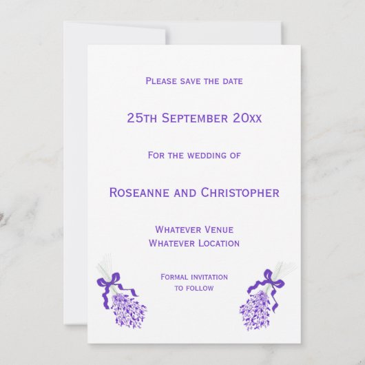 Lavender Wedding Save The Date (Rückseite)