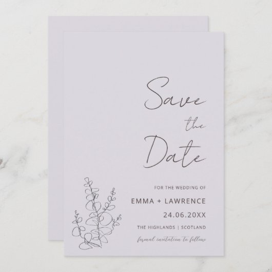 Lavender Wedding Save the Date Cards Einladung (Vorne/Hinten)