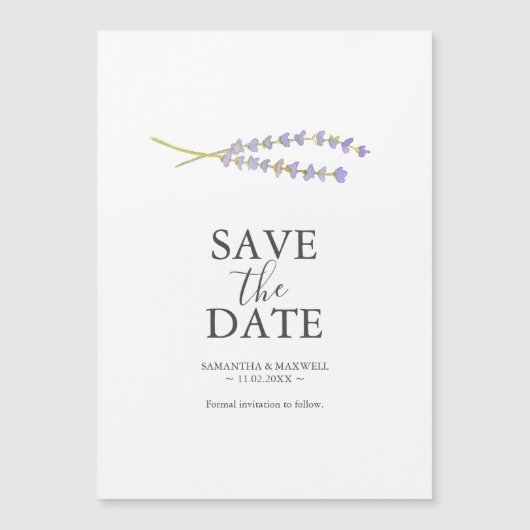 Lavender Wedding Save The Date Magnets Magneteinladung (Vorderseite)