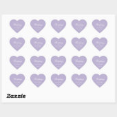 Lavender Wedding Simple Elegantes Script Lila Herz-Aufkleber (Blatt)
