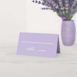 Lavender Wedding Simple Lila White Script Platzkarte