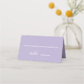 Lavender Wedding Simple Lila White Script Platzkarte (Vorderseite)