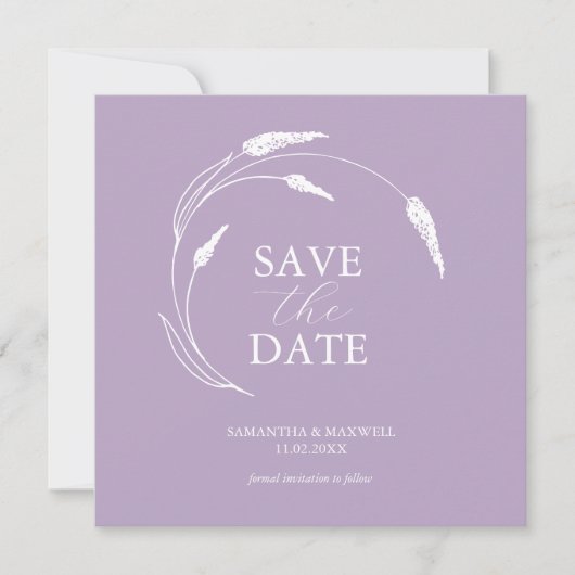 Lavender Wedding Speichern Sie die Date-Vorlagen Einladung (Vorderseite)