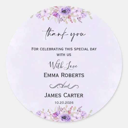 Lavender Wedding Stickers - florale Vinyl Decals (Vorderseite)