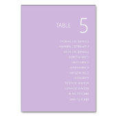Lavender Wedding Tischnummer Card mit Namen (Vorderseite)
