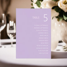 Lavender Wedding Tischnummer Card mit Namen