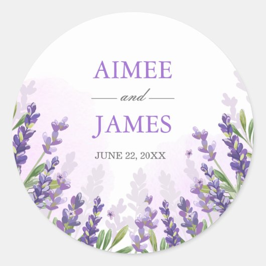 Lavender Wedding Umschlag Aufkleber Eleganter Stic (Vorderseite)