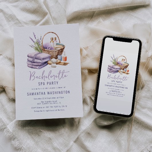 Lavender Wellness-Center Day Brautparty Einladung