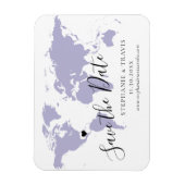 Lavender Weltkarte Hochzeit speichern Sie das Datu Magnet (Vertikal)