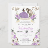 Lavender Western Ranch Cowgirl Quinceañera Einladung (Vorderseite)