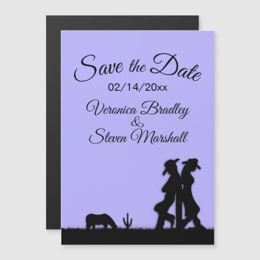 Lavender Western Thema Save the Date Magneteinladung (Vorne/Hinten)