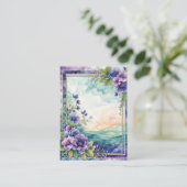 Lavender Whimsy Artistic Floral Border Visitenkarte (Stehend Vorderseite)