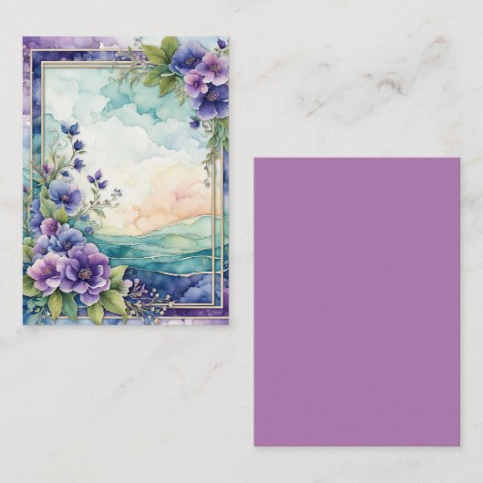 Lavender Whimsy Artistic Floral Border Visitenkarte (Vorne/Hinten)