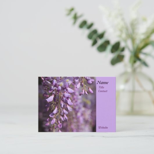 Lavender Whispers: Wisteria's Gentle Floral Dance Visitenkarte (Stehend Vorderseite)