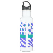 Lavender, White & Aquamarin Zebra & Cheetah Person Trinkflasche (Rückseite)