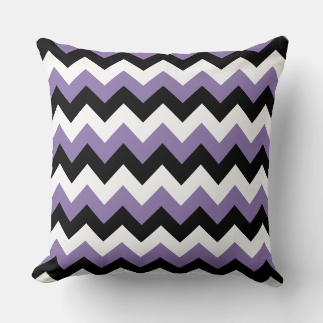 Lavender White Black Zigzag Kissen (Vorderseite)