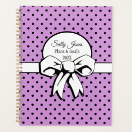 Lavender White Bow & Black Polka Dots Personalisie Planer