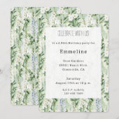 Lavender White Delphinium Flowers Birthday Einladung (Vorne/Hinten)