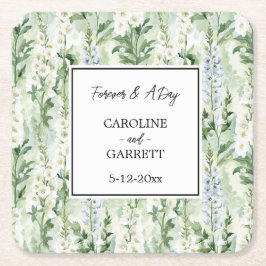 Lavender White Delphinium Flowers Bridal Wedding Rechteckiger Pappuntersetzer