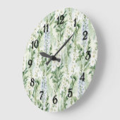 Lavender White Delphinium Flowers   Große Wanduhr (Winkel)