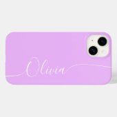 Lavender White Elegant Calligraphy Script Name Case-Mate iPhone Hülle (Rückseite (Horizontal))