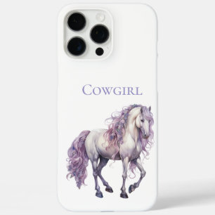 Lavender White Floral Horse Cowgirl iPhone 16 Pro Max Hülle