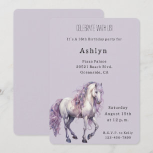 Lavender White Floral Horse Cowgirl Geburtstag Einladung