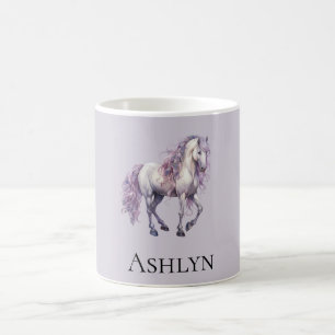 Lavender White Floral Horse Cowgirl Kaffeetasse