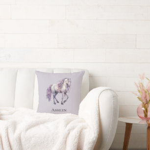 Lavender White Floral Horse Cowgirl Kissen