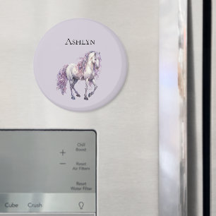 Lavender White Floral Horse Cowgirl Magnet
