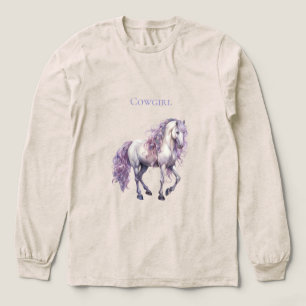 Lavender White Floral Horse Cowgirl Tri-Blend Shirt
