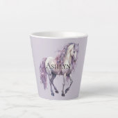 Lavender White Floral Horse Milchtasse (Vorderseite)