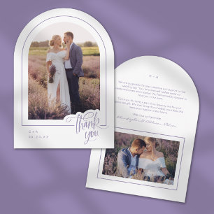 Lavender White Foto Wedding Danke Karte
