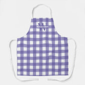 Lavender White Gingham Name & Initial Schürze (Vorderseite)